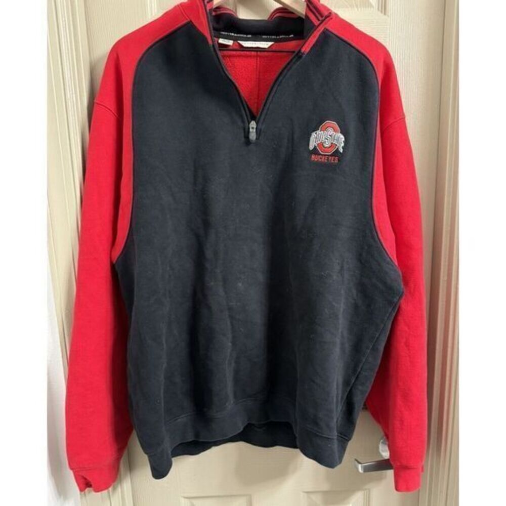 Cutter & Buck Men's XL THE Ohio State University Buckeyes Black Red Quarter Zip‎